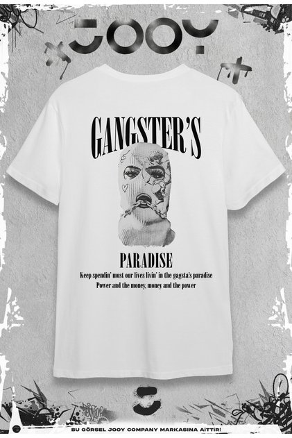 Gangster's Paradise Printed White Oversize Tshirt