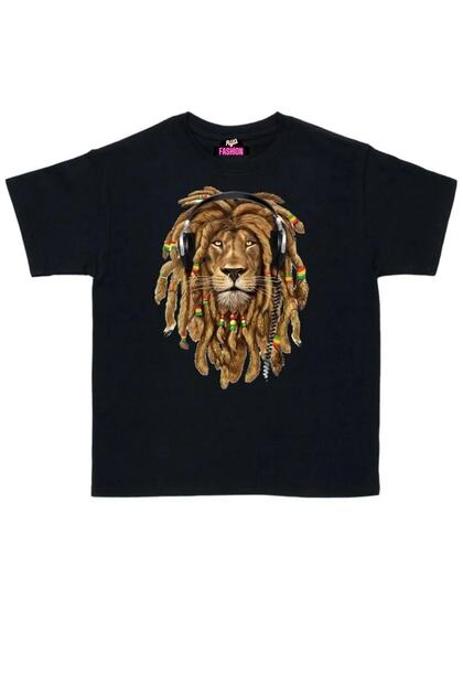 Rastalı Lion Kids T-Shirt Black Short Sleeve