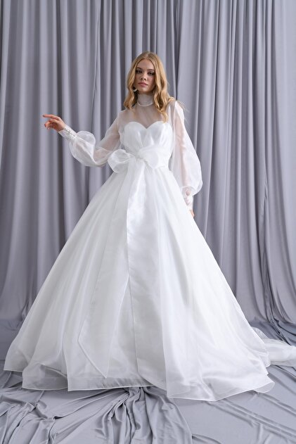 Tangl&Ali'S Moda Evi Organza Bow Wedding Dress- Trendyol