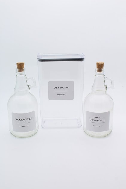 Decorative Storage Container 2.9 Liters - (DETERGENT-LIQUID DETERGENT 1LITER -SOFTENER BOTTLE 1LITER)