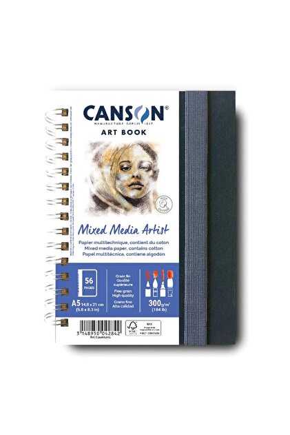 Canson Mixed Media Artist Art Book Sert Kapaklı Spiralli Çok
