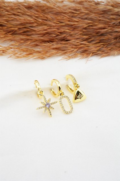 Women's Zircon Stone North Star Figured 3-Piece Earring Set