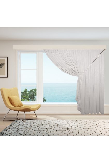 Single Wing Silver Steel Striped Skirts Leaded 1-2 Pleat Double Breasted Tulle Curtain