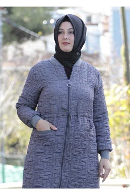 Zey&Ka Butik Büyük Beden Jakar Kapitone Fermuarlı Ribanalı Giy Çık