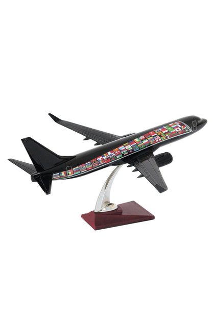 Boeing 737 - 800 1/100 Ölçekli Ülke Bayrakları Temalı Siyah Renkli Maket Uçak
