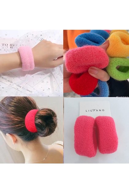 Thick Towel Hair Band, Rubber Buckle - 2 Pieces