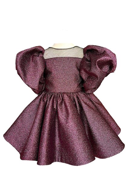 Purple Balloon Sleeve Girl's Evening Dress Purple Shine Girl Dress