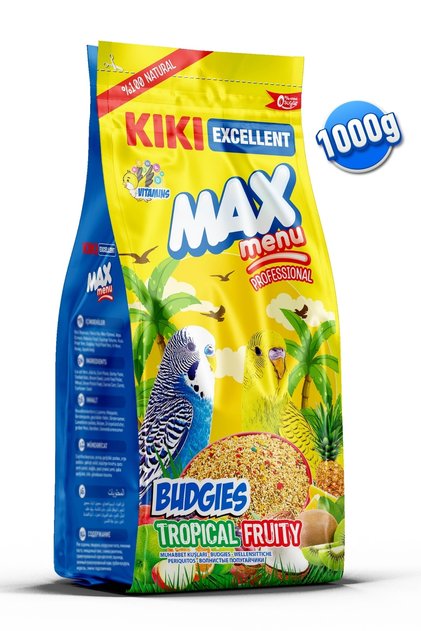 Kuş Max Menu Budgies Tropical Fruity Tropikal Meyveli Muhabbet Kuşu Yemi 1000 Gr. Kb3