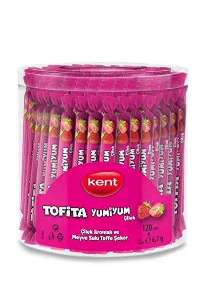 Kent Tofita Yumiyum Çilek Aromalı Yumuşak Şeker 6,7 gr 120 Adet