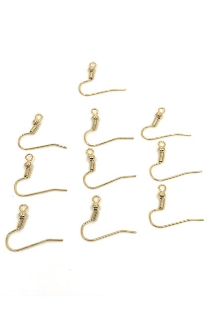Earring Hook 10 Pieces Gold Color