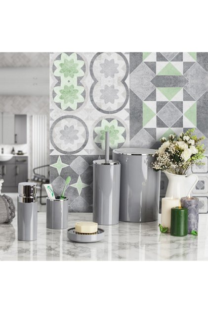 Primanova Lenox 5-Piece Bathroom Accessory Set - Gray