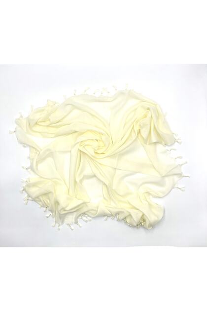 Renk El Işi Boncuklu Krem Yazma 110cm X 110cm