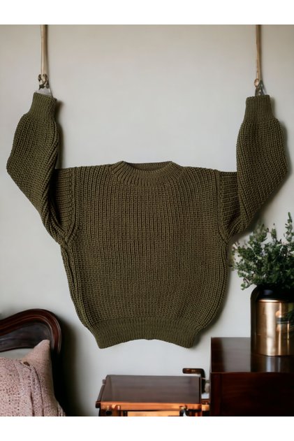 Flexible Knitwear Sweater Crew Neck Oversize Unisex Baby Kids 1-5 Years