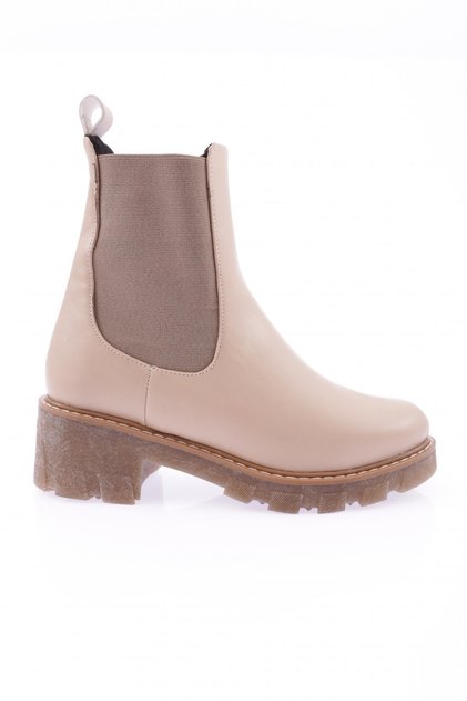 Women's Stretch Detailed Heeled Boots Nude 23142132674