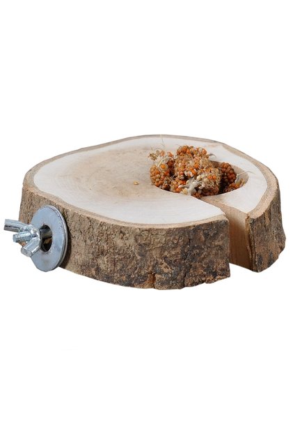 Wooden Natural Wood Bird Perch with Feeder Log Perch Diameter 9-11 Cm