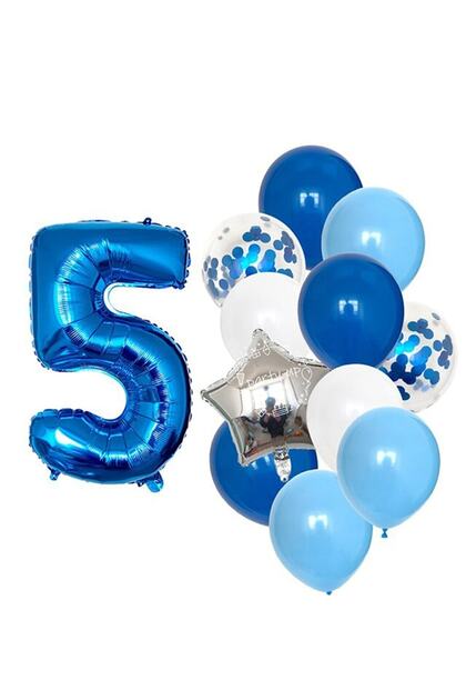 Best Blue Number Balloon Sequin Transparent Balloon Set Age 5