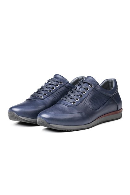 Lion Point Genuine Leather Plush Shearling Men's Casual Shoes Navy Blue