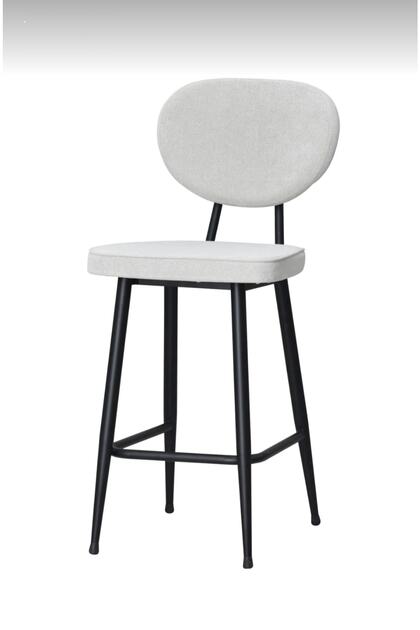 Bar Sandalyesi Ikea Kadın Tasarımı 75 cm Mutfak Adası Bar Taburesi, Siyah Metal,krem Kumaş