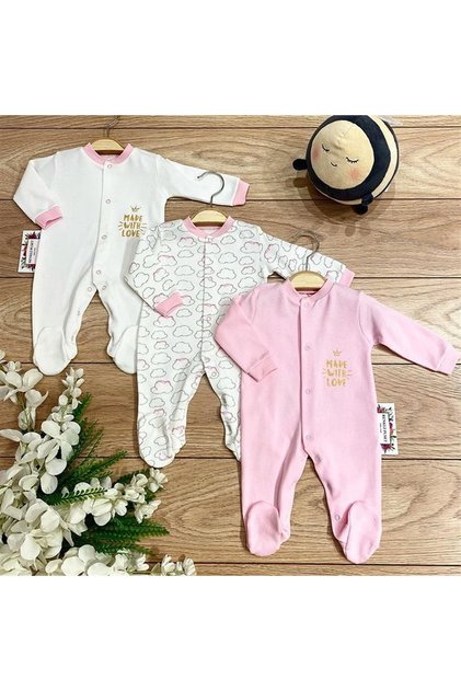 3-Piece Organic Cotton Baby Girl Jumpsuit with Booties Set Bulut