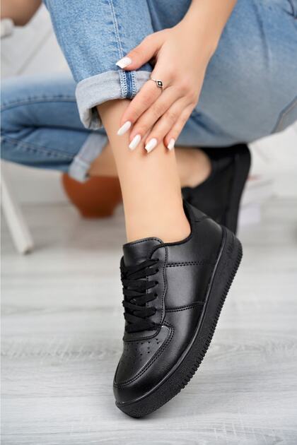Unisex Air Ortopedik Rahat Günlük Siyah Spor Ayakkabı Sneaker