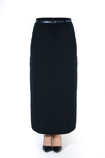 Hijab Closed Slit Long Straight Navy Blue Pencil Skirt Without Belt