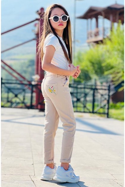 Girl's Embroidered Trousers T-Shirt Set