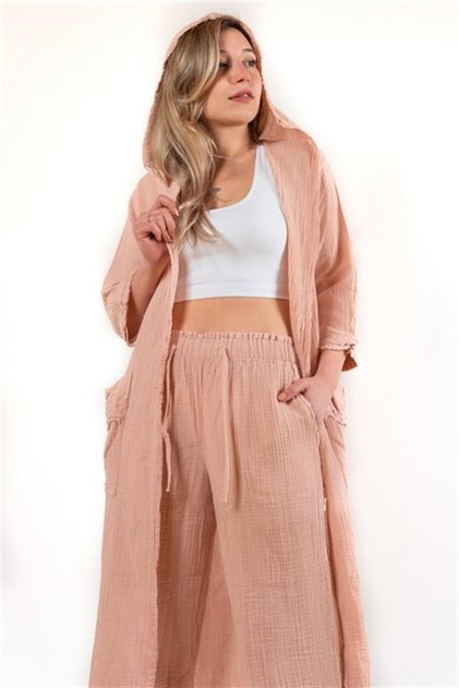 Unisex Faven Muslin Kaftan Pink