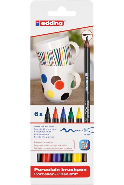 Porselen Kalemi - Hobi Sanat Kalemi 1-4mm Karışık Ana Renkler (6 Renk Set)