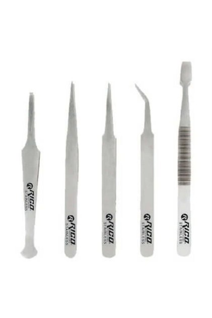 Stainless Steel Electronic Repair Tweezers Set - Short 5 Pieces