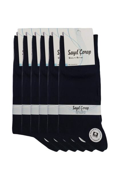 Men's Navy Blue Heel Toe Reinforced Cotton Seasonal Thin Long Socks Pack of 6
