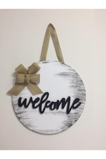 Welcome Kapı Süsü Hoşgeldin Çelenk Beyaz 33x33 Kapısüs4