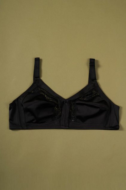 Women's Black Gathering Lace Detailed Bra