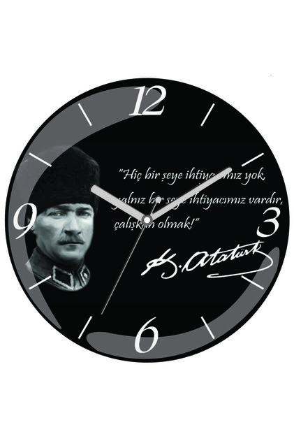Atatürk Sessiz Akar Bombeli Gerçek Cam Duvar Saati