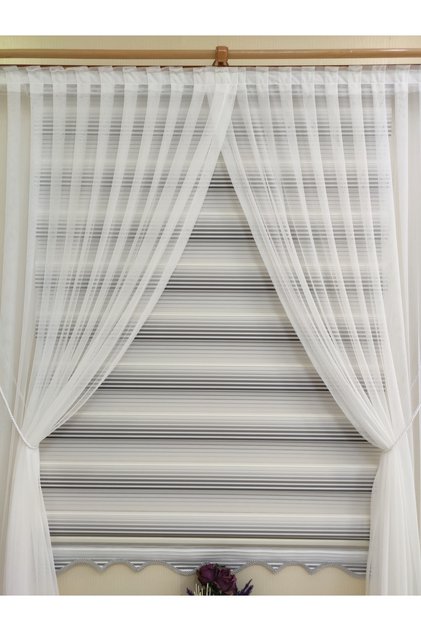 Patternless Honeycomb Backdrop 1-3 Close Pleated Greek Rope Double Breasted Tulle Curtain