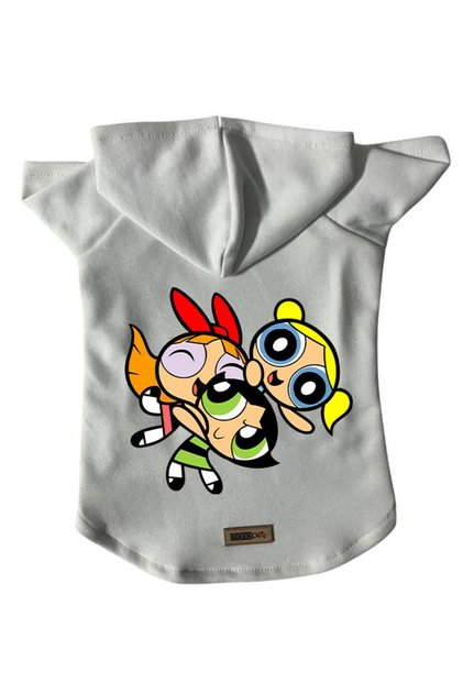 Hooded Fleece Sweatshirt Dog And Cat Outfit & Dress - White Power Puff Girls