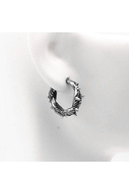 Spiked Gothic Design Hoop Snap 316l Steel Men's Earrings