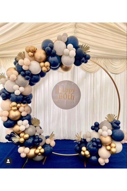 Midnight Blue Balloon Chain Set Birthday Concept Birthday Set Midnight Blue Sea Sand Gold Chrome Gray