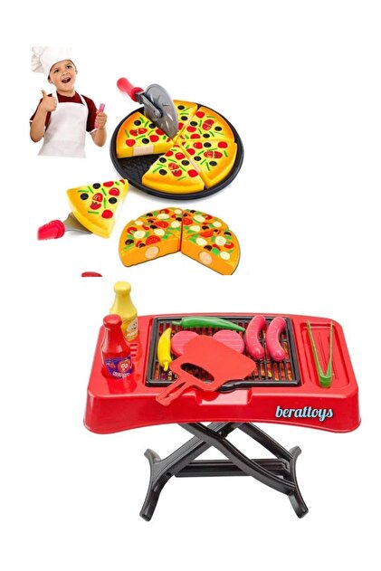 berattoys Oyuncak Mangal Seti Tepsili Kesilebilen Pizza Barbekü