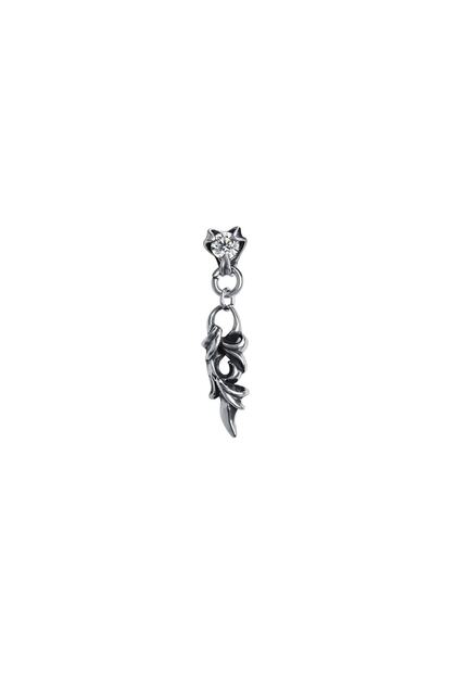 Vintage Men's 316l Steel Earrings with Gothic Accessory and White Triangle Zircon Stone.