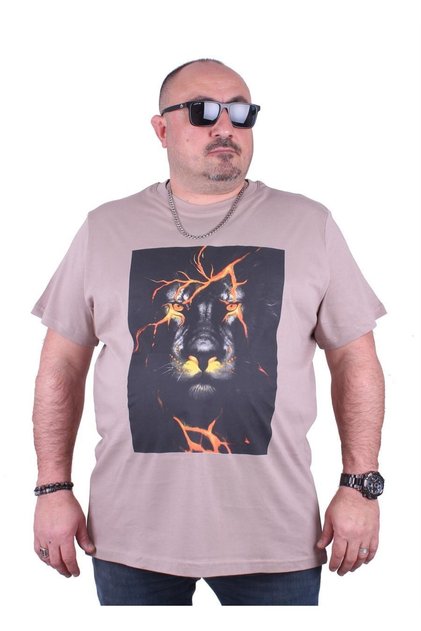 Large Size Men's Printed T-Shirt Lion 23138 Earth