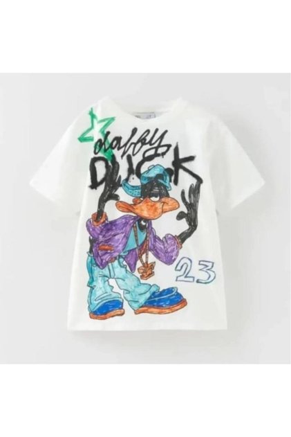23 Duffy Duck Printed White Kids T-shirt