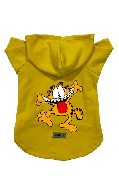Hooded Fleece Sweatshirt Dog And Cat Outfit & Dress - Yellow New Garfield - Size S