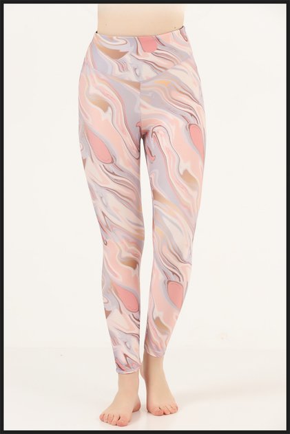 Women's Leggings High Waist Recovery Powder Colored Digital Printed Comfortable & Stylish Model