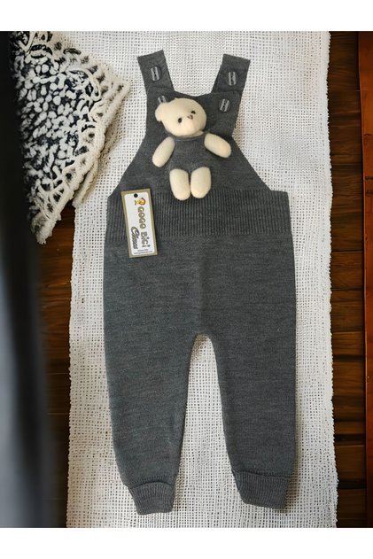 Adjustable Knitted Jumpsuit with Teddy Bear Leggings Salopette Flexible Baby Kids