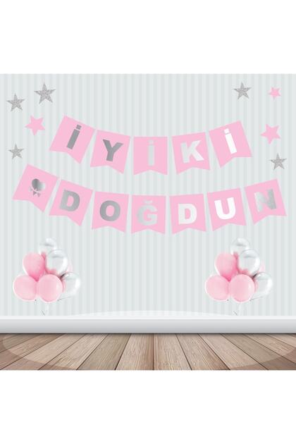 Cardboard Writing Gilded Pink Over Silver Happy Birthday