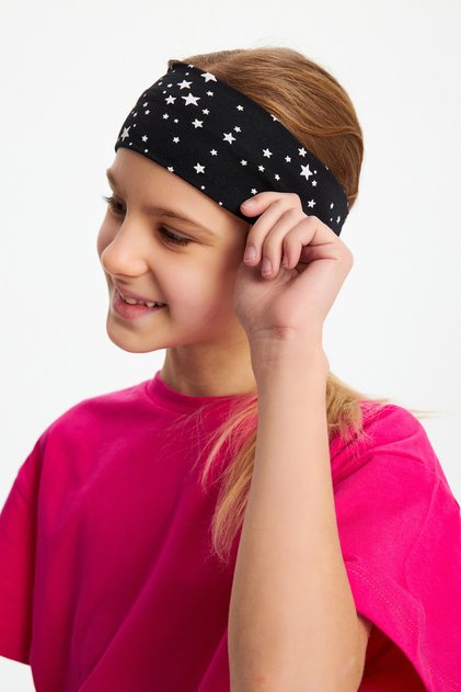 Girl's Cotton Combed Cotton, Anti-Slip, Anti-Sweat, Ultra Light, Flexible Patterned Hair Band Bandana
