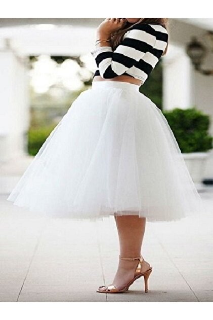 INDRESS Women's White Tulle Tutu Skirt- Trendyol