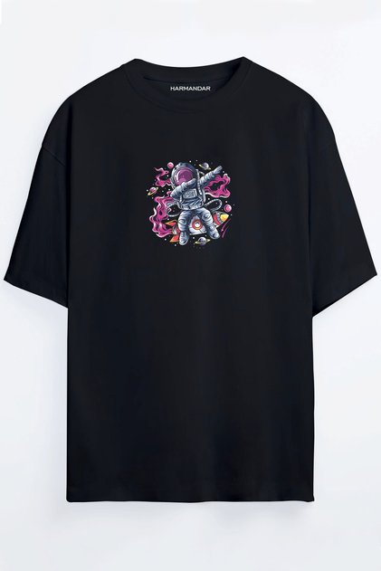 Astronaut Printed Unisex Black - White - Orange - Beige Oversize T-shirt
