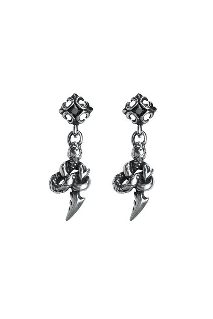 Zircon Stone Stud Model Hanging 316l Steel Men's Earring with Snake Accessory