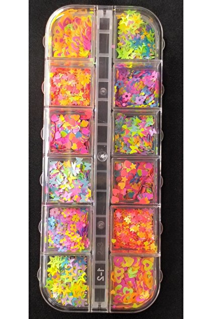 hanyi nails Tırnak Pul Seti Yıldız / Kalp Neon Tırnak Süsleme